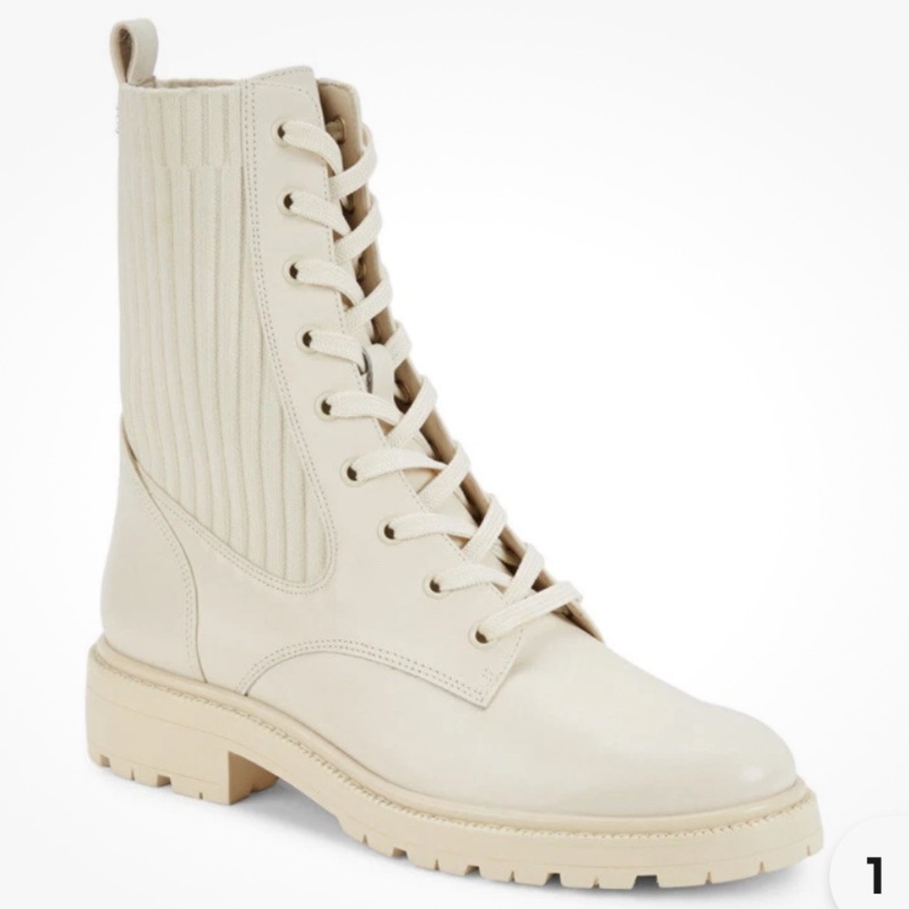 NWOB Sam Edelman Lydelle combat boots Cream Lace-Up Women
